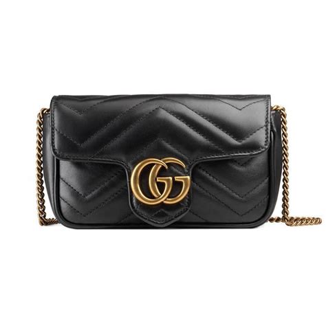 gucci 488426 dsvrt 5909|Black Leather GG Marmont Mini Bag .